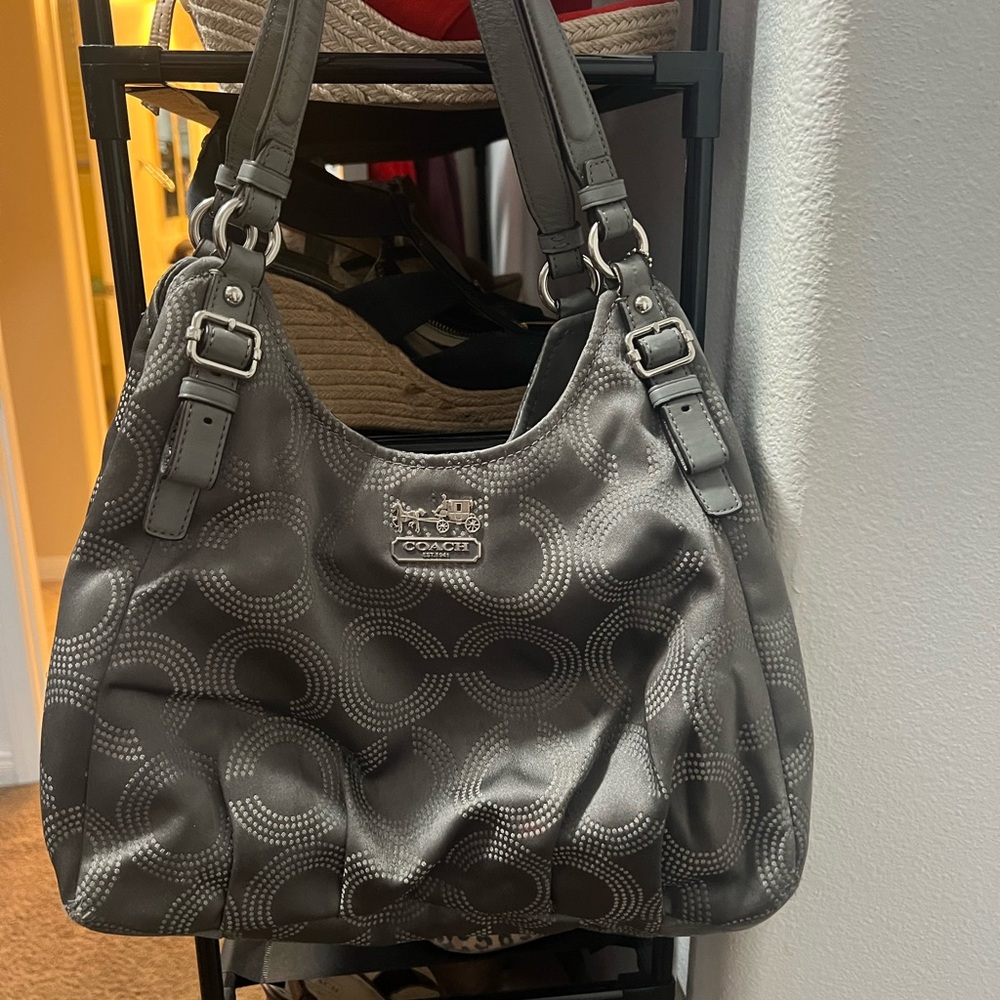 Coach Charcoal Circle Pattern Shoulder Bag